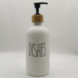 White and Black Boston Glass Soap Dispenser with Bamboo Soap Dispenser Pump