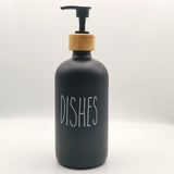 White and Black Boston Glass Soap Dispenser with Bamboo Soap Dispenser Pump