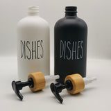White and Black Boston Glass Soap Dispenser with Bamboo Soap Dispenser Pump