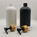 White and Black Boston Glass Soap Dispenser with Bamboo Soap Dispenser Pump