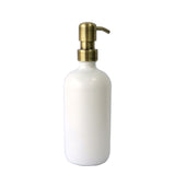 White Glass Boston Bottle Soap Dispenser With Replacable Stainless Steel Pump GB-500W
