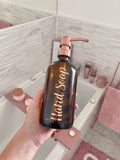 Amber Glass Bottle Boston Bottle Soap Dispenser With Replacable Stainless Steel Pump GB-500-1