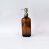 Amber Glass Bottle Boston Bottle Soap Dispenser With Replacable Stainless Steel Pump GB-500-1