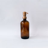 Amber Glass Bottle Boston Bottle Soap Dispenser With Replacable Stainless Steel Pump GB-500-1
