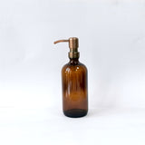 Amber Glass Bottle Boston Bottle Soap Dispenser With Replacable Stainless Steel Pump GB-500-1