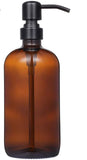 Amber Glass Bottle Boston Bottle Soap Dispenser With Replacable Stainless Steel Pump GB-500-1