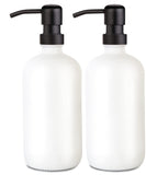 White Glass Boston Bottle Soap Dispenser With Replacable Stainless Steel Pump GB-500W