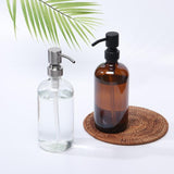 Flat Top Shampoo Pump Stainless Steel, Glass Soap Dispenser Bottle With Pump CB-17