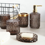 European Style Luxurious Glass Soap Dispenser Toothpaste Holder Soap Dish Set