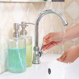 Clear Glass Soap Dispenser With Arrow Shape Decoration in Glass Bottle