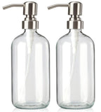 Clear Glass Boston Bottle Soap Dispenser With Replacable Soap Dispenser Pump GB-500C