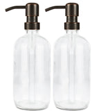 Clear Glass Boston Bottle Soap Dispenser With Replacable Soap Dispenser Pump GB-500C