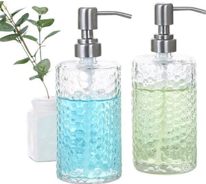 Clear Glass Soap Dispenser With Arrow Shape Decoration in Glass Bottle