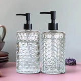 Clear Glass Soap Dispenser With Arrow Shape Decoration in Glass Bottle