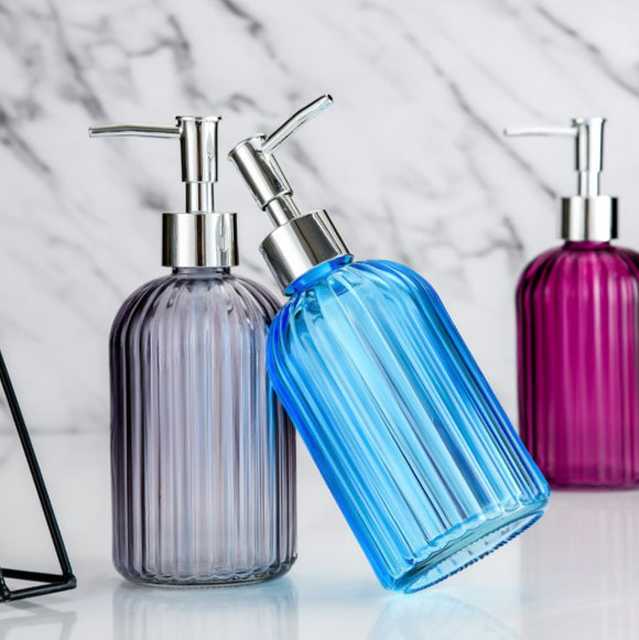 Colorful Painted Fancy Glass Bottle Vertical Line Soap Dispenser GB-400B