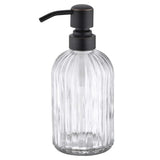 Fancy Glass Bottle Vertical Line Clear Bottle 400ml with Metal Soap Pump GB-400C