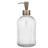 Fancy Glass Bottle Vertical Line Clear Bottle 400ml with Metal Soap Pump GB-400C