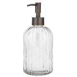 Fancy Glass Bottle Vertical Line Clear Bottle 400ml with Metal Soap Pump GB-400C