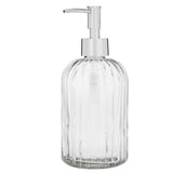 Fancy Glass Bottle Vertical Line Clear Bottle 400ml with Metal Soap Pump GB-400C