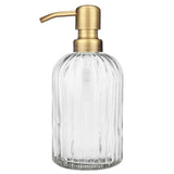 Fancy Glass Bottle Vertical Line Clear Bottle 400ml with Metal Soap Pump GB-400C