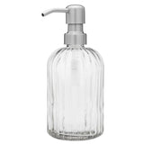 Fancy Glass Bottle Vertical Line Clear Bottle 400ml with Metal Soap Pump GB-400C