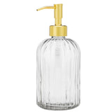 Fancy Glass Bottle Vertical Line Clear Bottle 400ml with Metal Soap Pump GB-400C