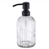 Fancy Glass Bottle Vertical Line Clear Bottle 400ml with Metal Soap Pump GB-400C