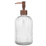 Fancy Glass Bottle Vertical Line Clear Bottle 400ml with Metal Soap Pump GB-400C